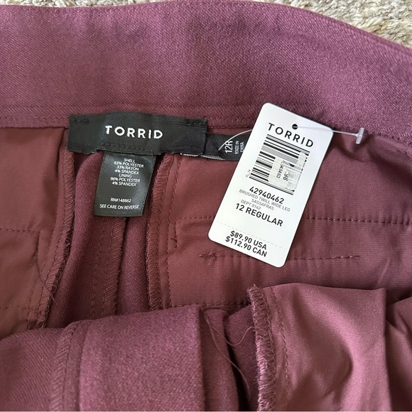 NWT Torrid Brushed Twill Wide Leg Pants Maroon 12R - Picture 8 of 9